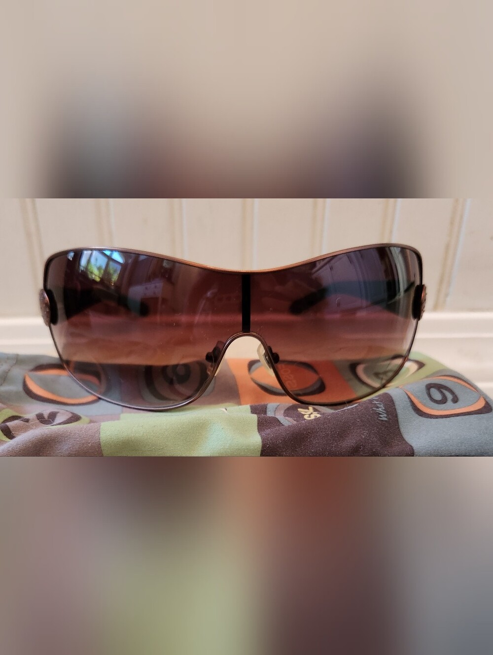 Women's Fossil Teran Brown and Bronze Shield Sunglasses